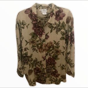 Hot Cotton Floral Linen Ladies shirt